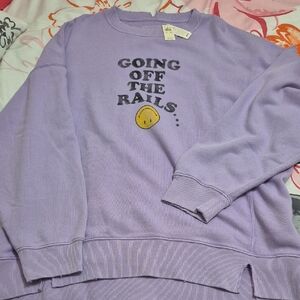 Aerie Purple Sweatshirt with Graphic Print NWT Size Large